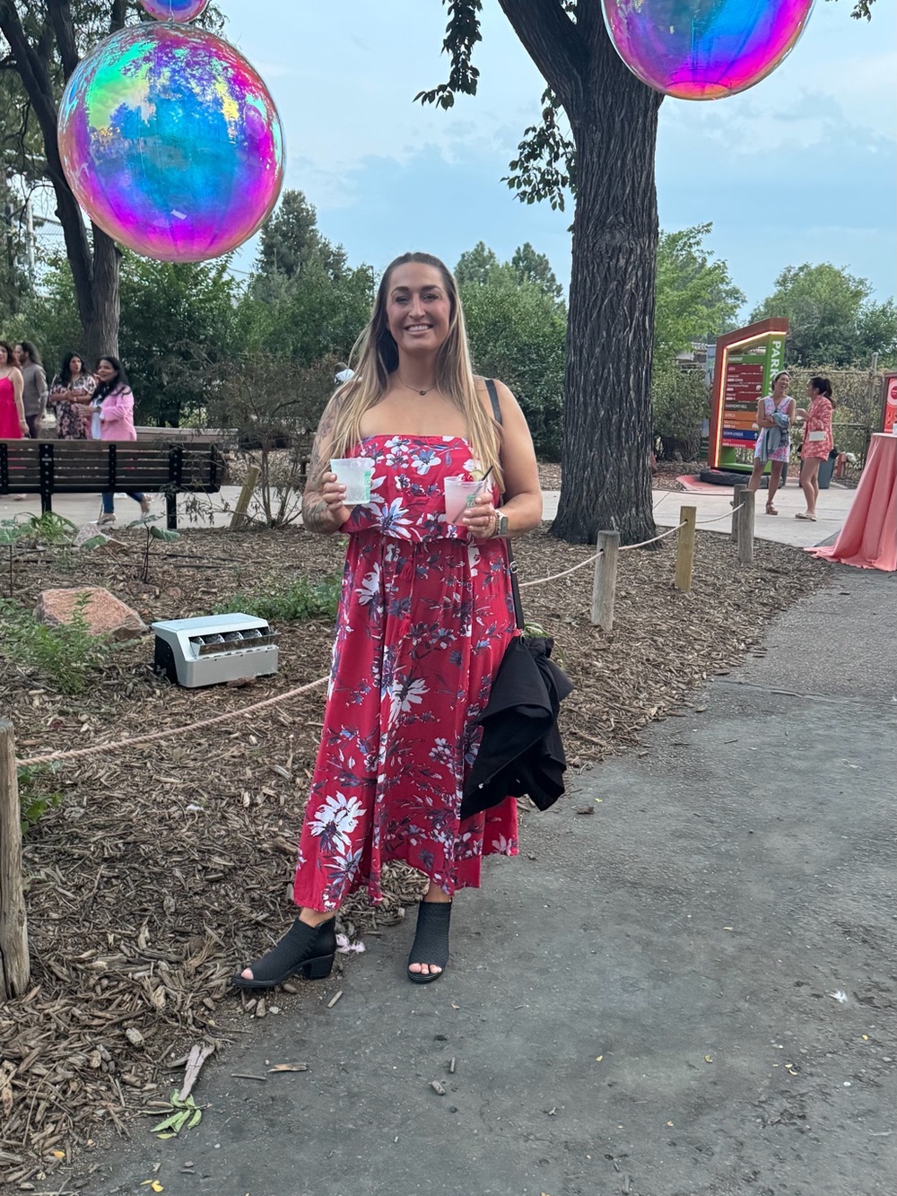 Bright Floral Strapless Maxi Dress - Picture 2 of 8